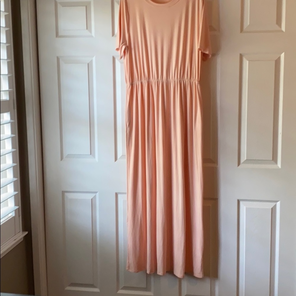 Peachy/pink color plus sized maxi